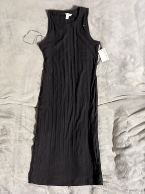 Nine West Sleeveless Ribbed Midi Dress - Black NWT Sz Large
